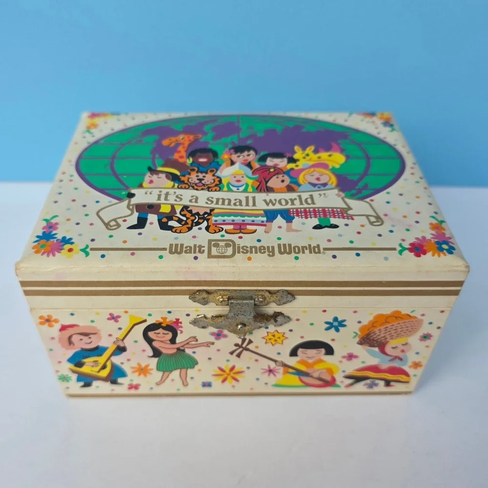 Vintage Disney It's a Small World Music Jewelry Box 6